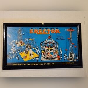 Framed Lid Label for 10 1/2 Amusement Park Erector Set
